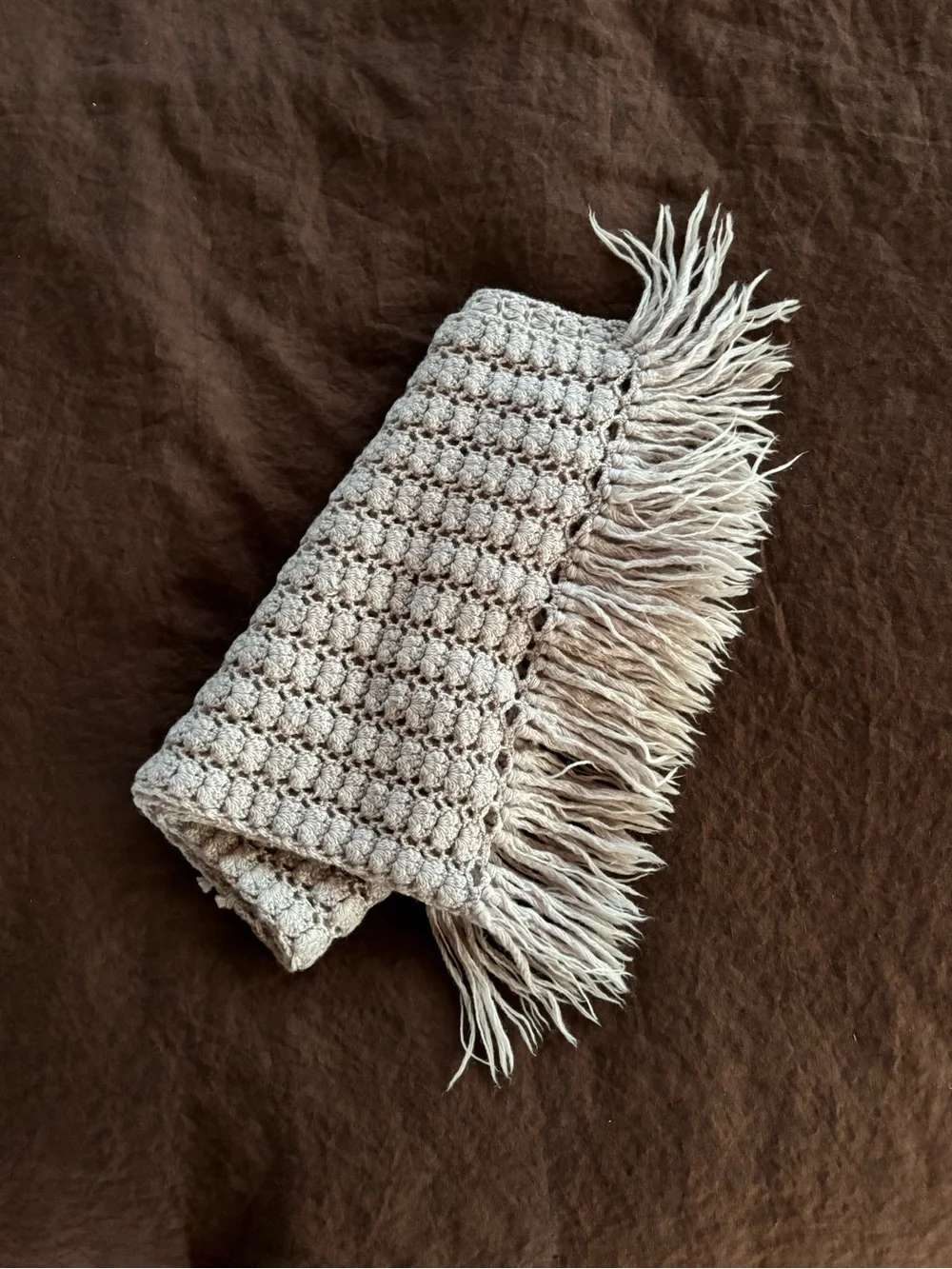 Vintage Hand Crocheted Wool Scarf